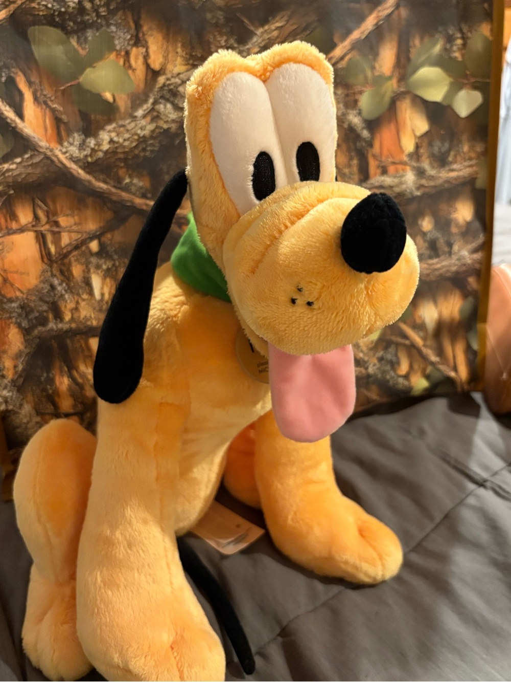 Disney Pluto Yellow Plush with Green Collar and Black Ears